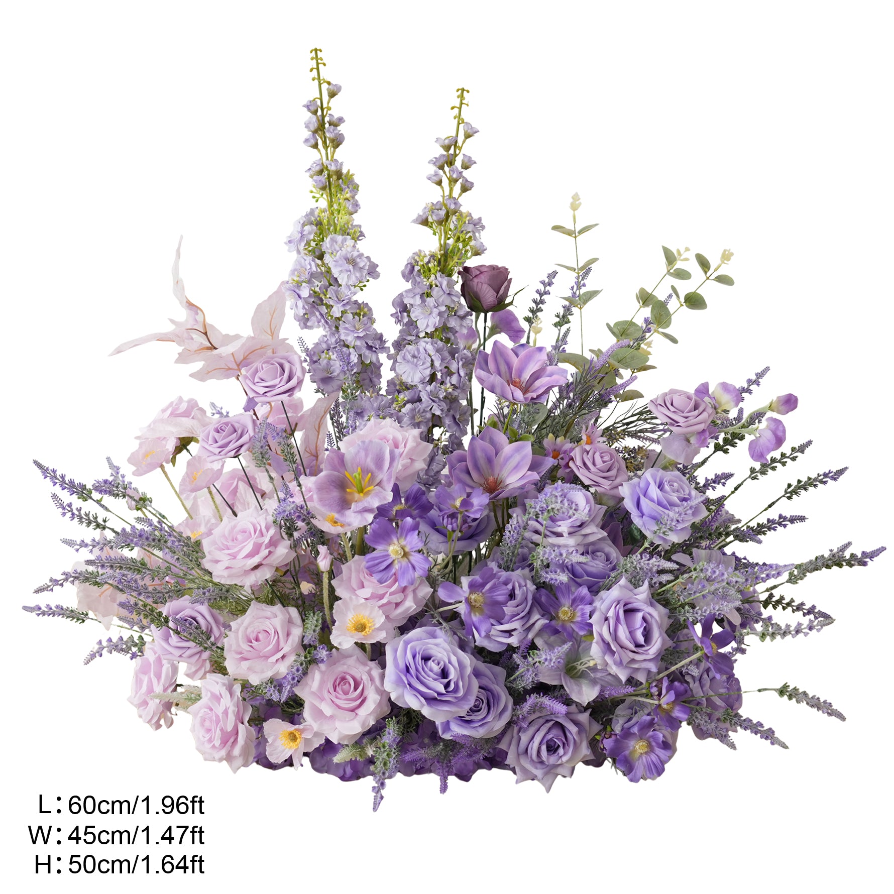 A9002 Purple Lavender Rose Artificial Floral Row Horn Arch Aisle