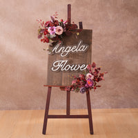 A9058 2pcs Artificial Burgundy Welcome Sign Flower Wedding Event Props