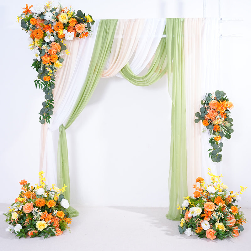 A866513 Orange White Series Floor Flower Arrangement Wedding