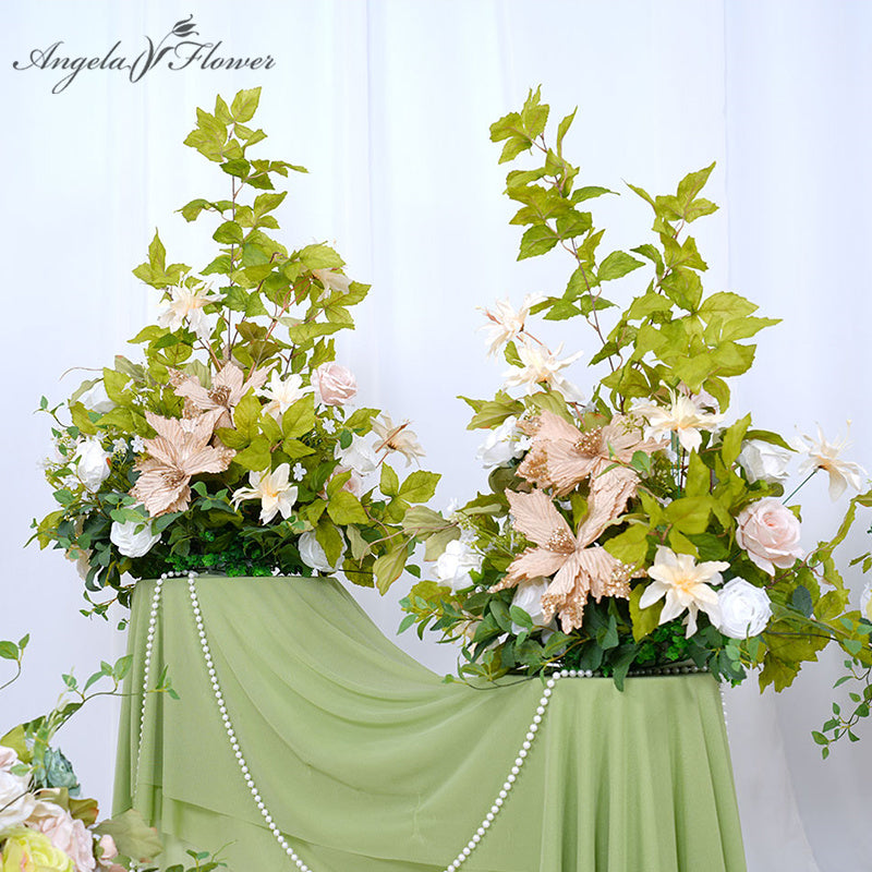 A86399 Champagne White Series With Greenery Wedding Floor Flower