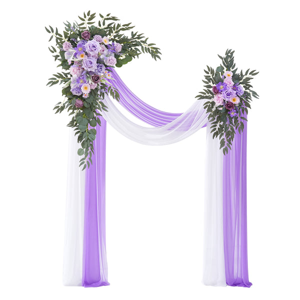 A9002 2pcs Purple Hanging Flower Arrangement With 2pcs Drapes Wedding Event Decor