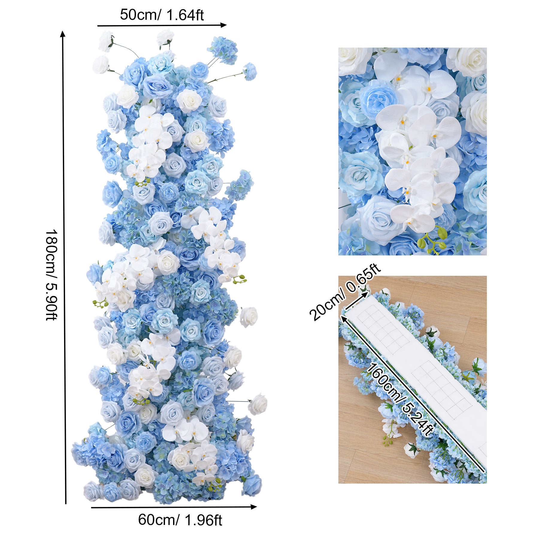 花てん A8961 Pink Rose Hydrangea Floral Row KT Board Backdrop Wedding