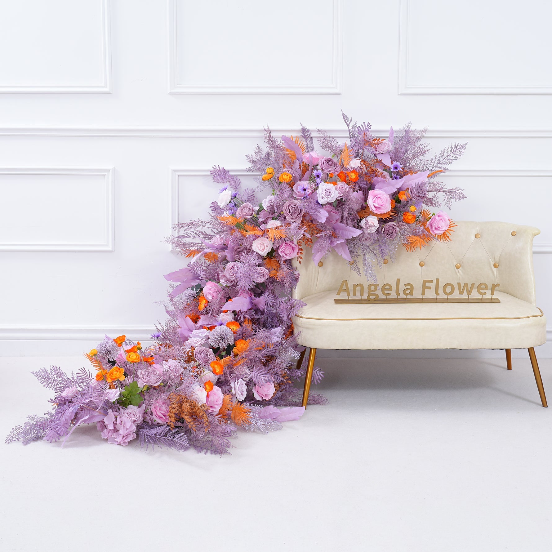 【未使用】Decoration Desire フラワーレースハット　パープル Purple Rose Leaves Orange Flower Table Sofa Runner Wedding Decor