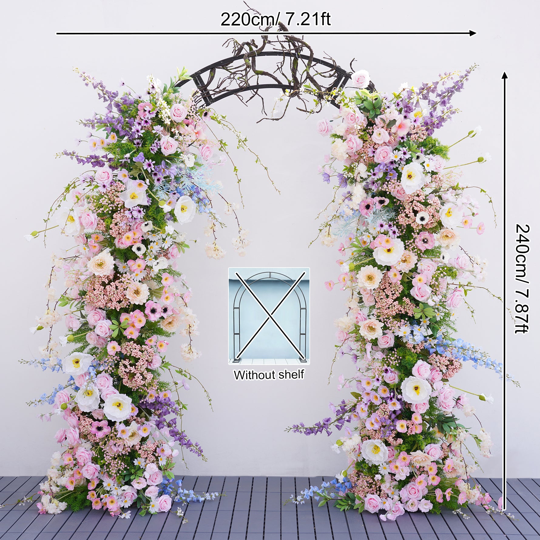A8830 Colorful Floral Greenery Vine Floor Flower Row Wedding