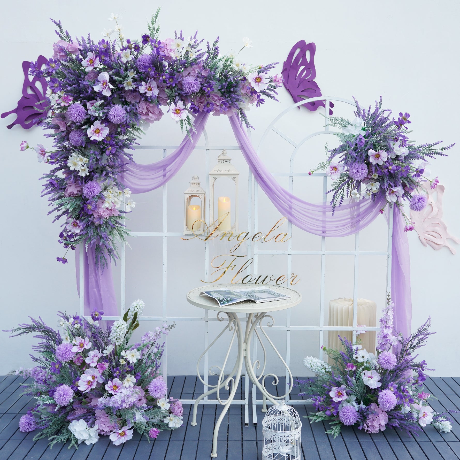 A8838 Purple Lavender Hang Flower Arrangement Floor Row Wedding