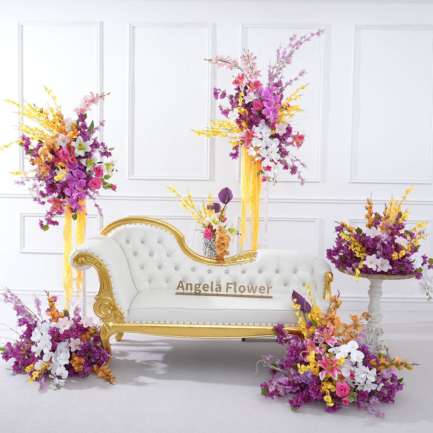 A8831 Purple Yellow Orchid Hang Flower Row Floor Floral Wedding