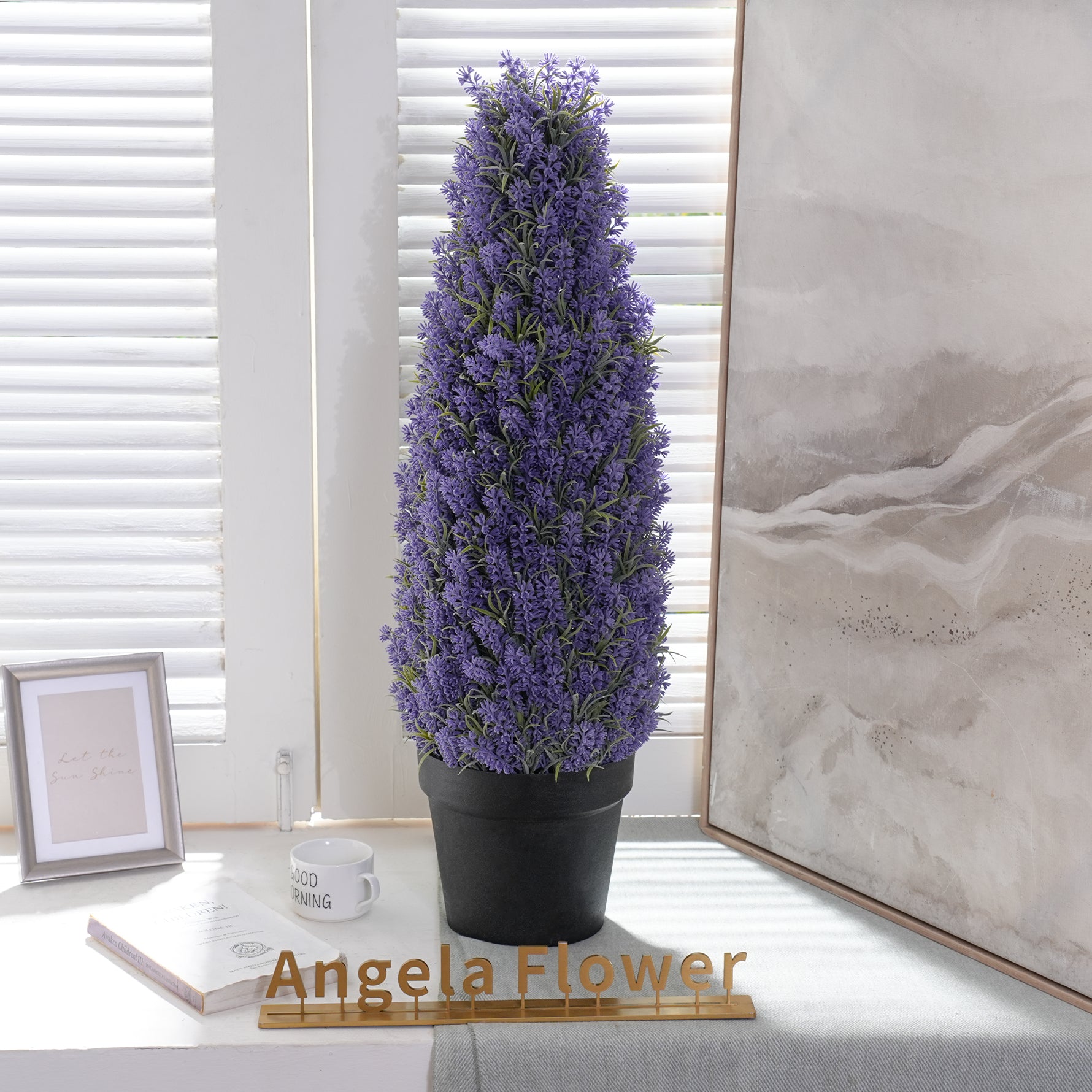 1.97ft Purple Lavender Artificial Bonsai Potted Plants – Angela Flower