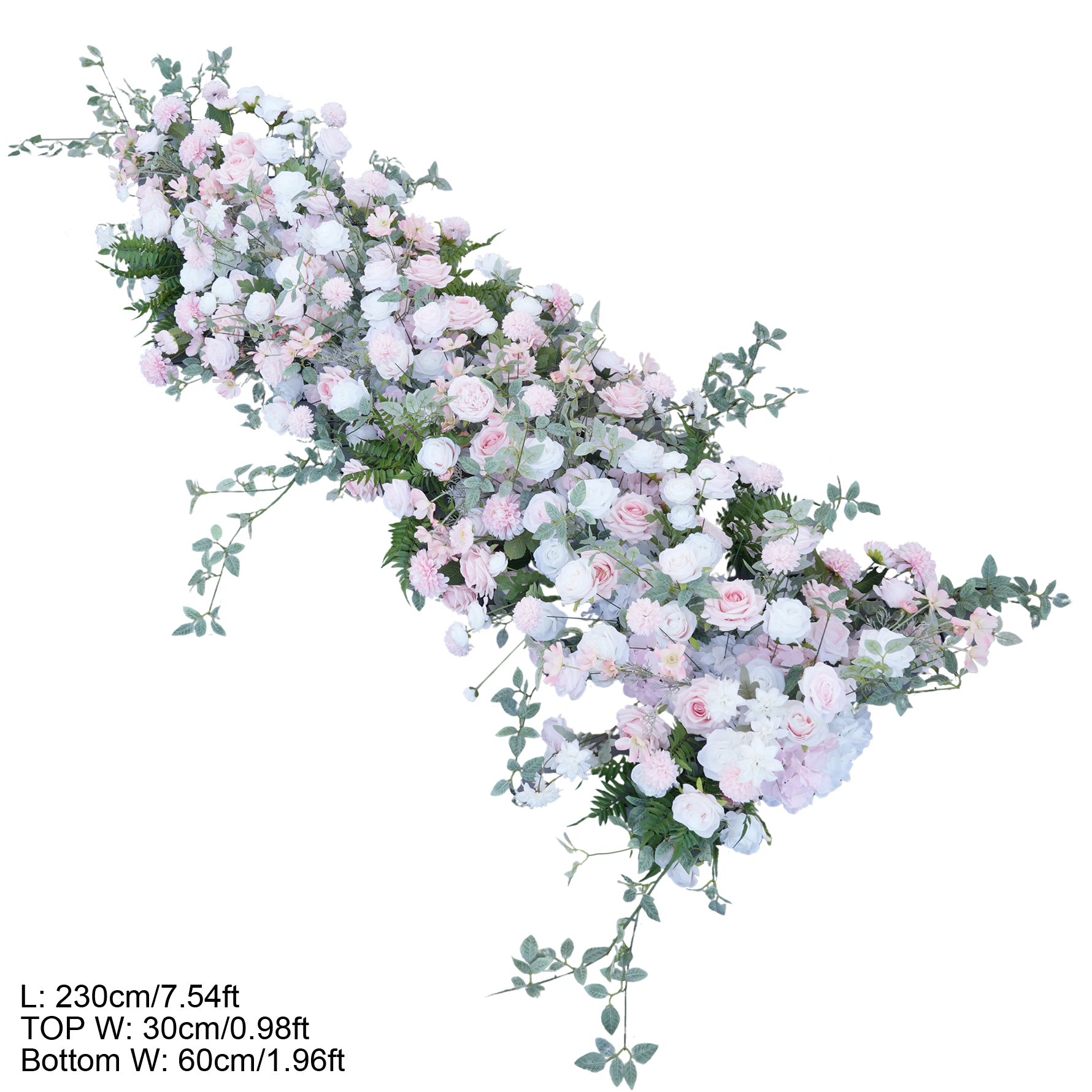 A9073 Artificial Greenery Pink Rose Floral Row Aisle Flower