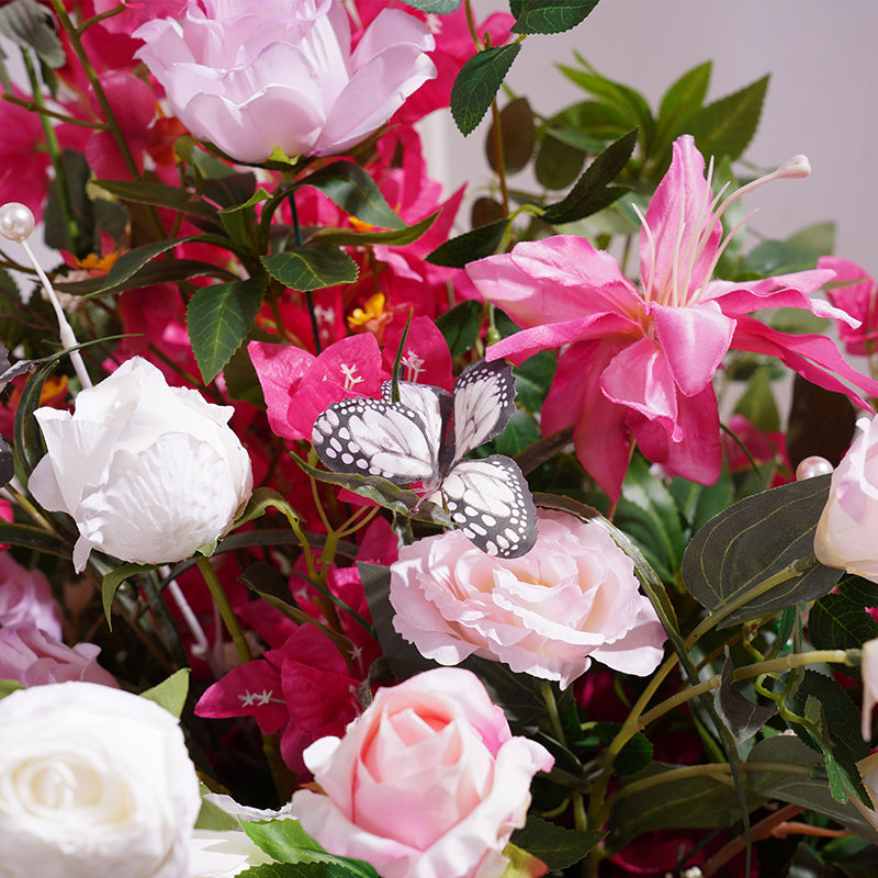 A866316 Hot Pink Series Rose Greenery Floor Flower
