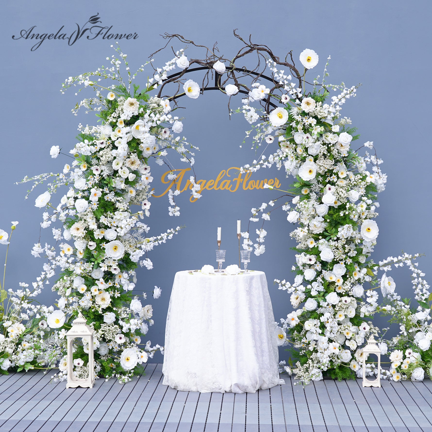 White Floral Greenery Vine Arrangement Floor Flower Wedding