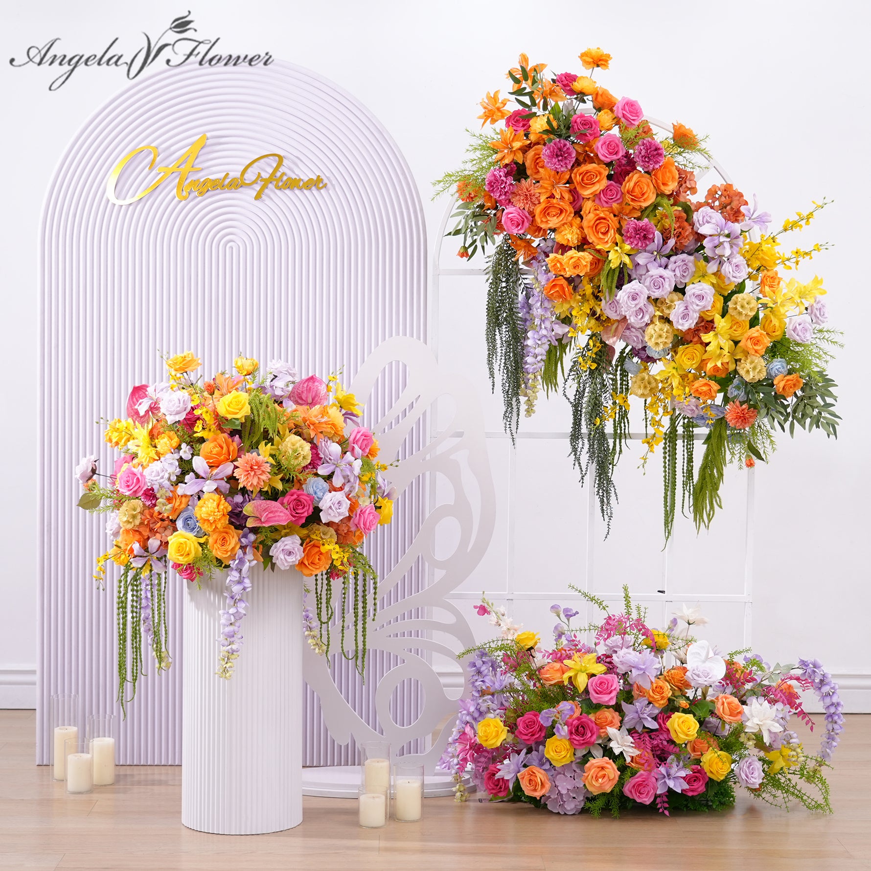 A8947 Colorful Rose Vine Hang Floral Table Centerpiece Aisle