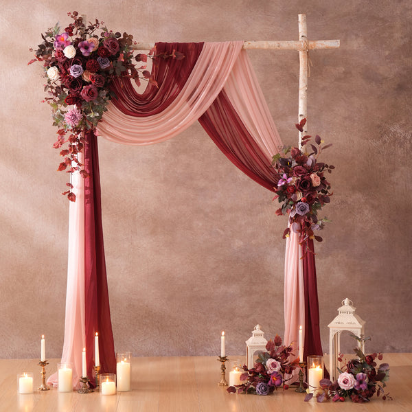 A9058 Artificial Burgundy Red Leaf Rose Hang Flower Outdoor Wedding Supplies
