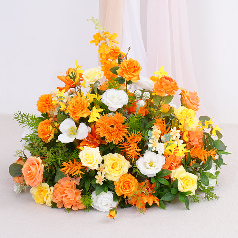 A866516 Orange White Series Floor Flower Row Wedding Event Props