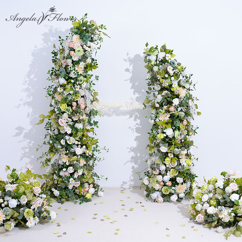 Angela Flower Champagne White Series With Greenery Floral Arrangement