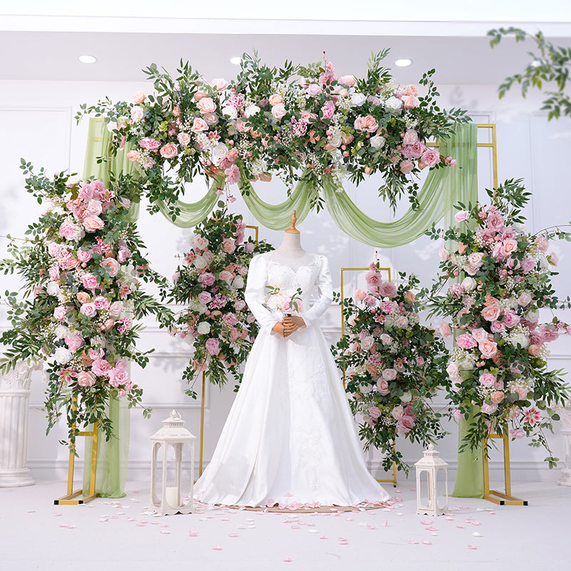 ローズラビットFlower A8871 Pink Rose Peony Greenery Flower Arrangement Decor Wedding