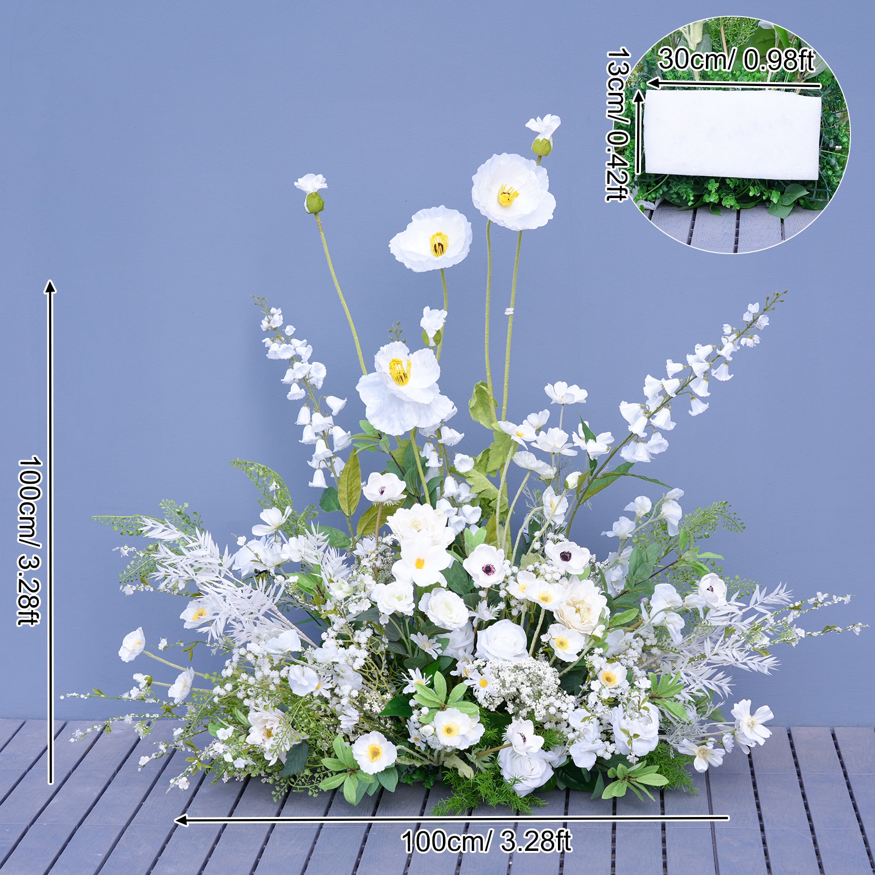 White Floral Greenery Vine Arrangement Floor Flower Wedding