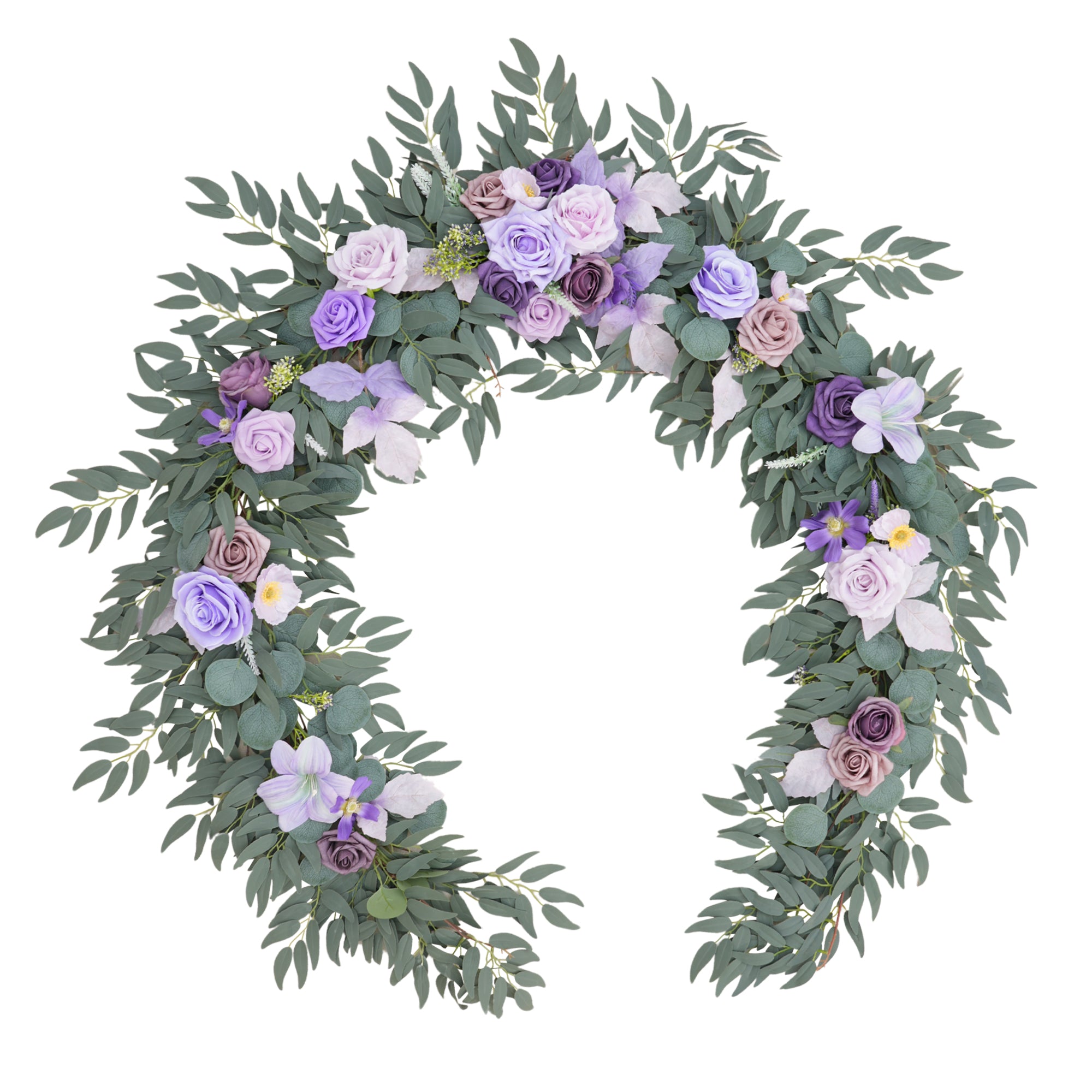 A9002 7ft Purple Rose Greenery Garland Table Flower Wedding Party