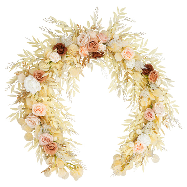 A9008 7ft Champagne Eucalyptus Leaves Garland Table Flower Ceremony Arch Props