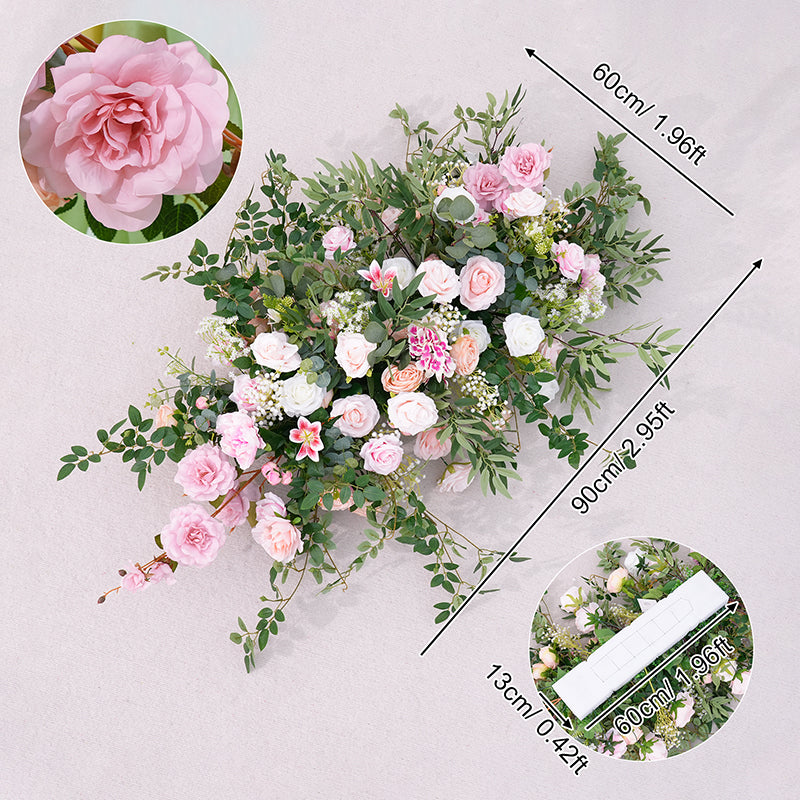 A8871 Pink Rose Peony Greenery Flower Arrangement Decor Wedding