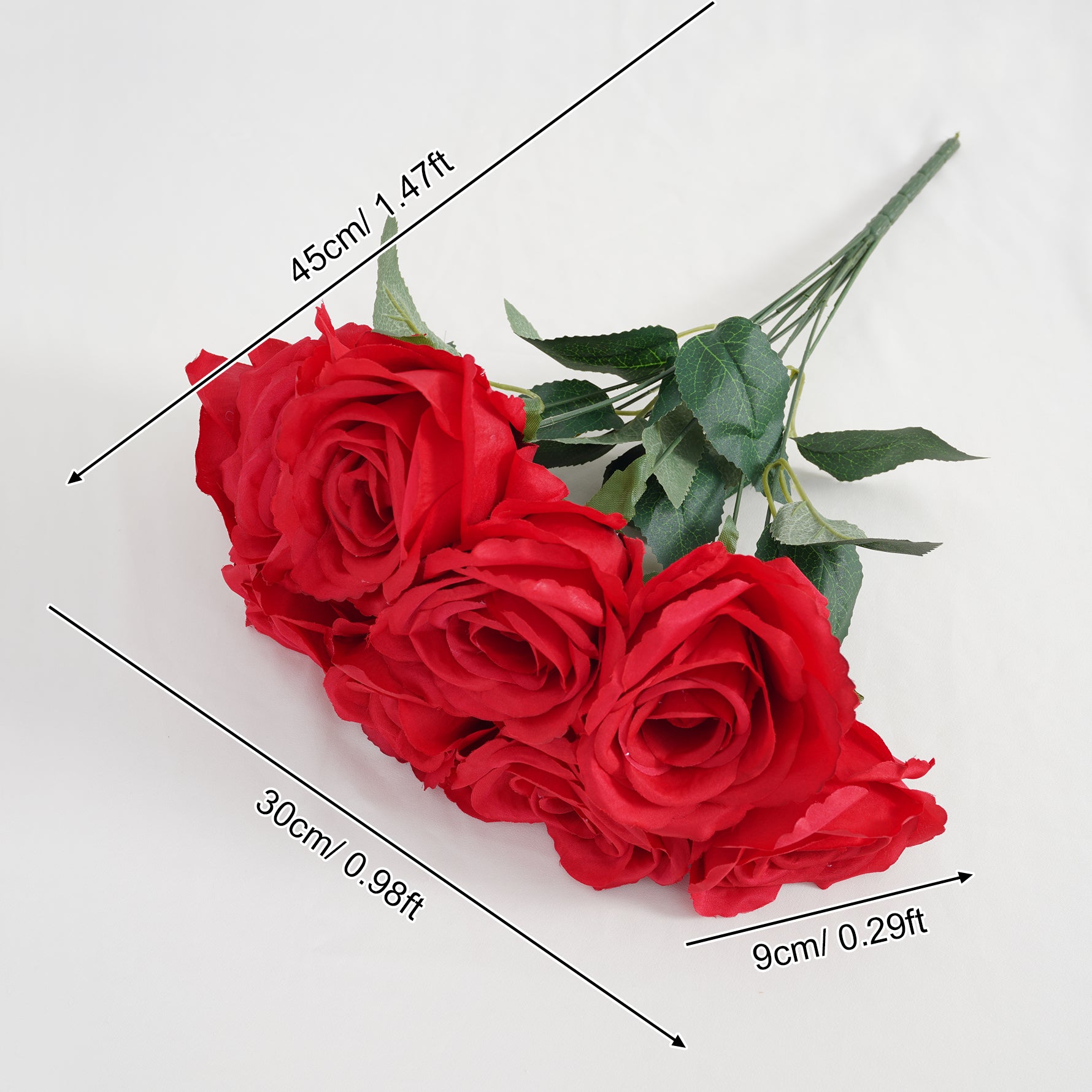 A3168 10pcs 45cm Artificial 9 Heads Rose Flower Bouquet Home Decor