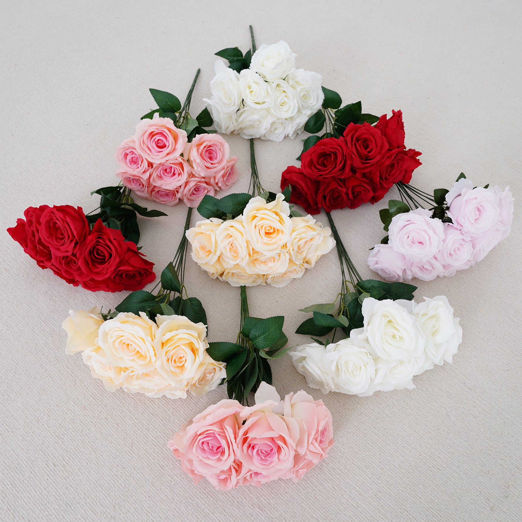 A3168 10pcs 45cm Artificial 9 Heads Rose Flower Bouquet Home Decor