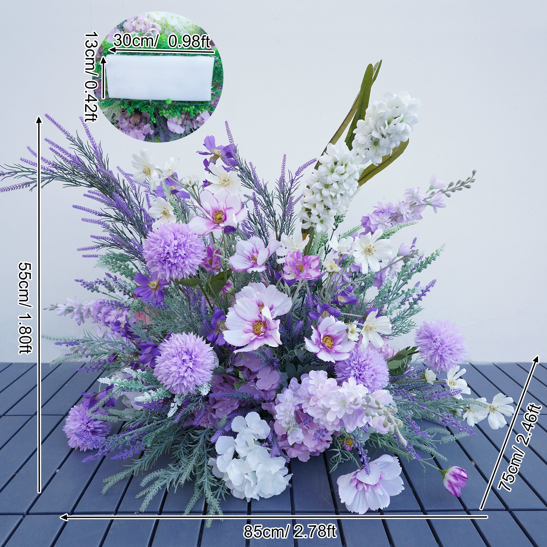 A8838 Purple Lavender Hang Flower Arrangement Floor Row Wedding