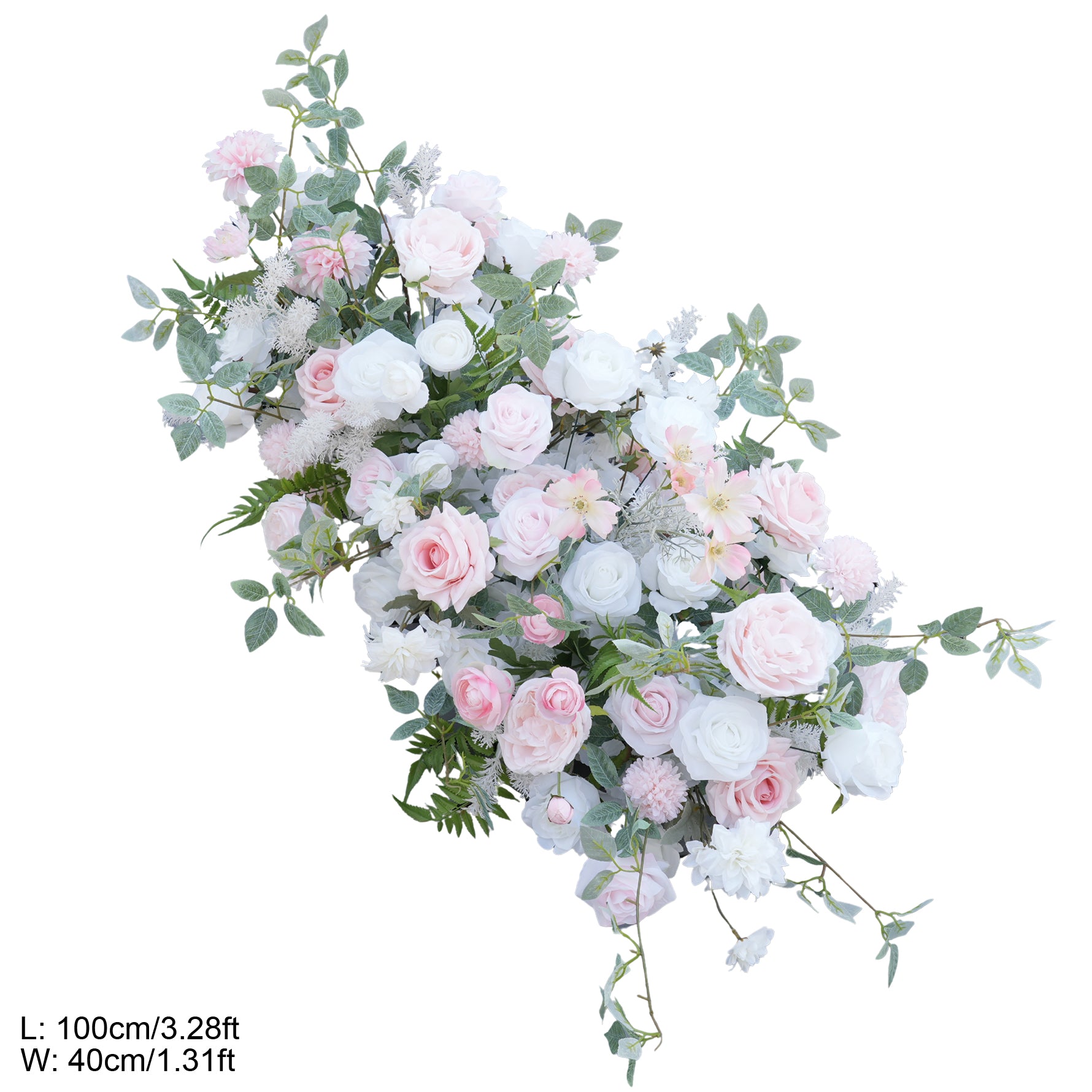 flower ページ A9073 Artificial Greenery Pink Rose Floral Row Aisle Flower