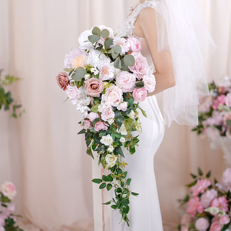 Flower商品です A864002 White Pink Bridal Bouquet Wedding Floral Arrangement