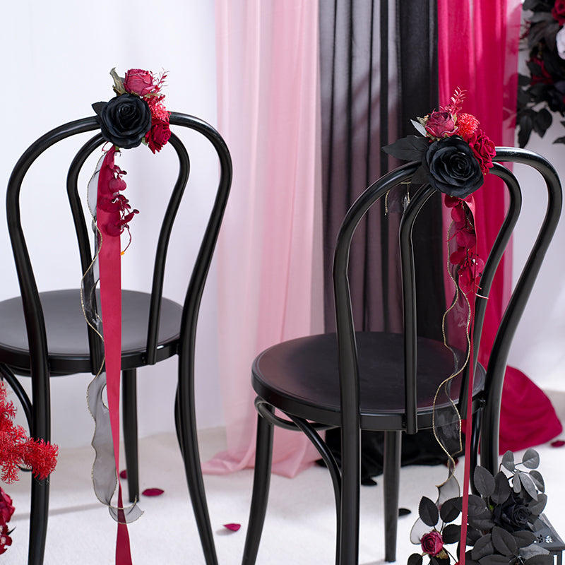 A865407 Black Burgundy Series Chair Flower Wedding Decor Floral