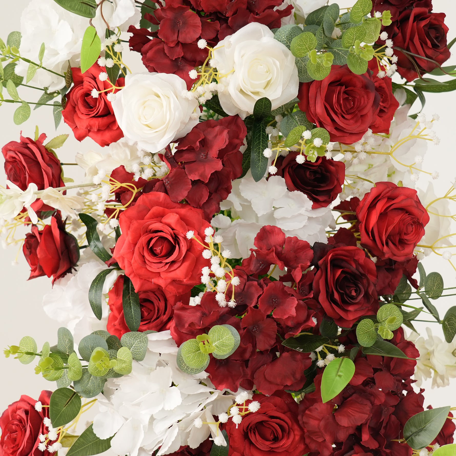 Burgundy Rose White Baby Breath Grass Wedding Arch Red Flower