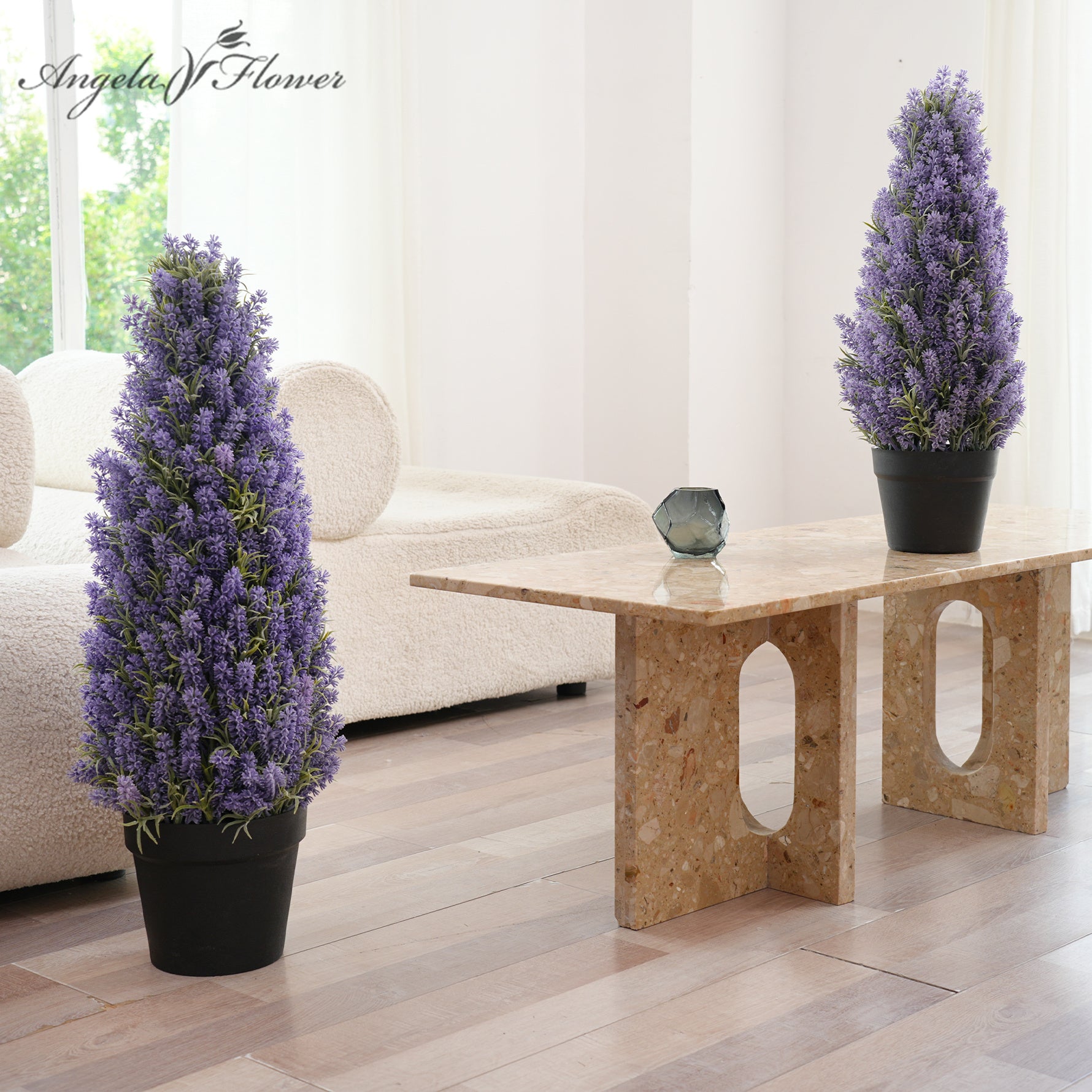 A203778+203774 1.9/2.62ft Purple Lavender Artificial Bonsai Potted