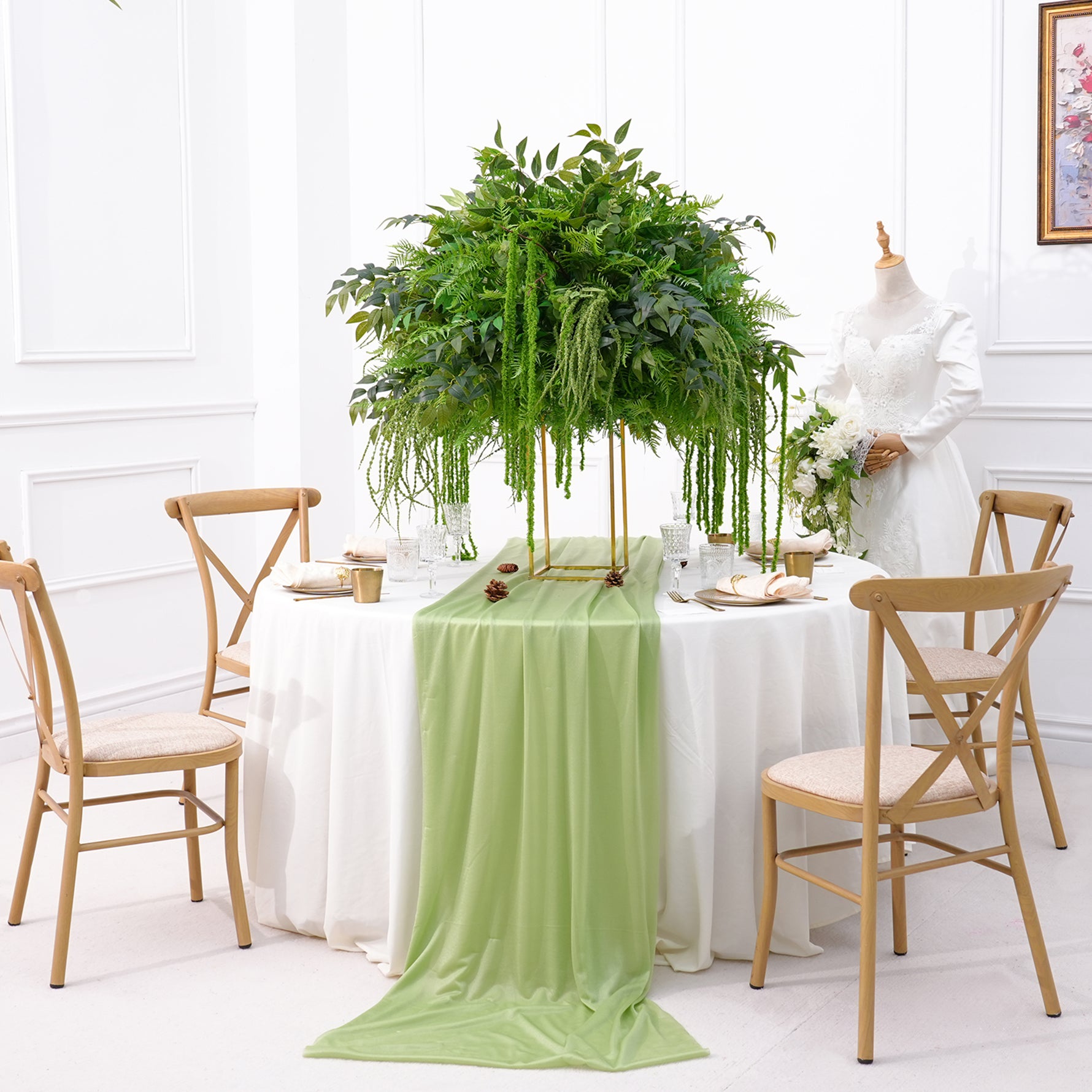 A8868 Mori Greenery Rattan Flower Ball Wedding Table Centerpieces