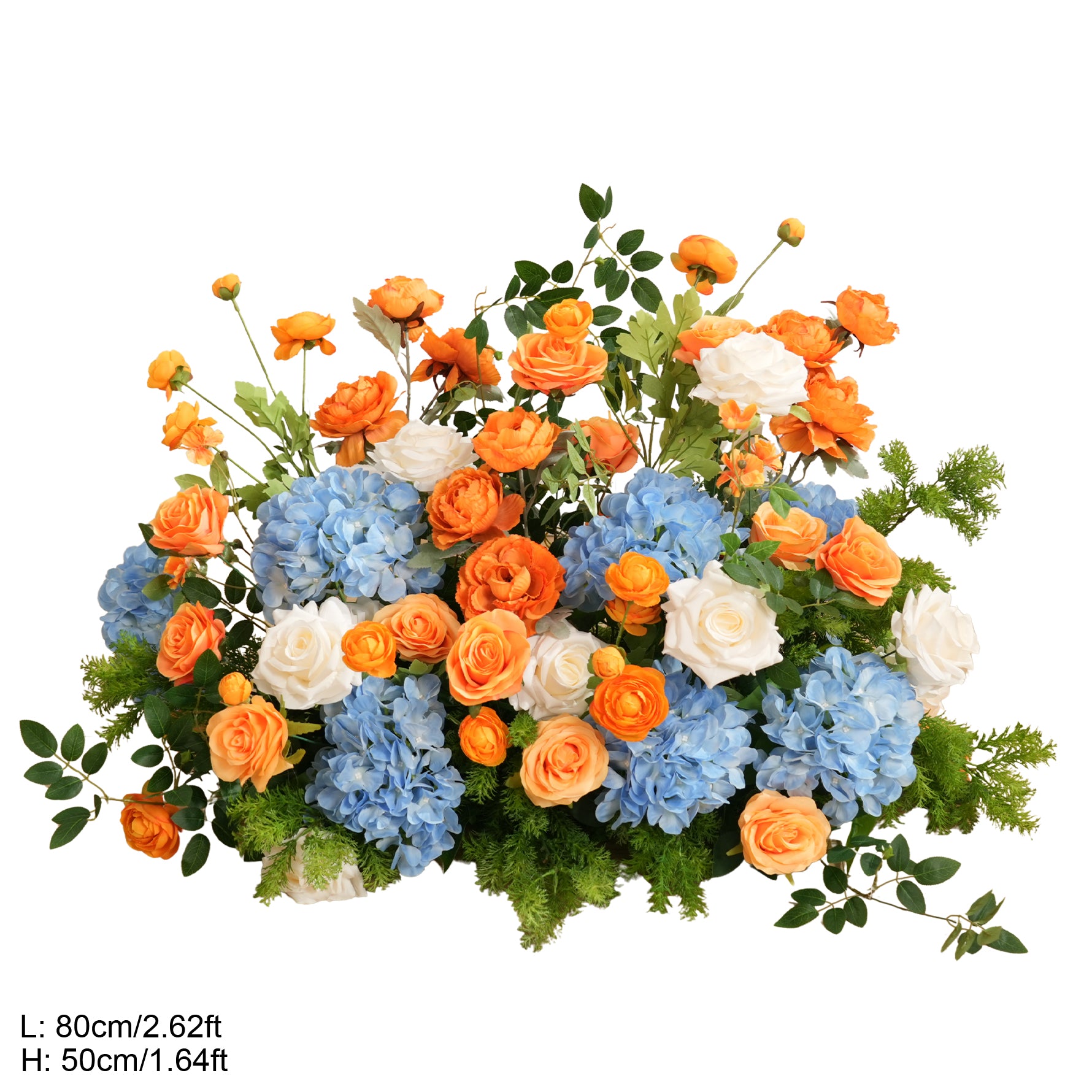 Orange Rose Blue Hydrangea Hanging Flower Window Display Wedding