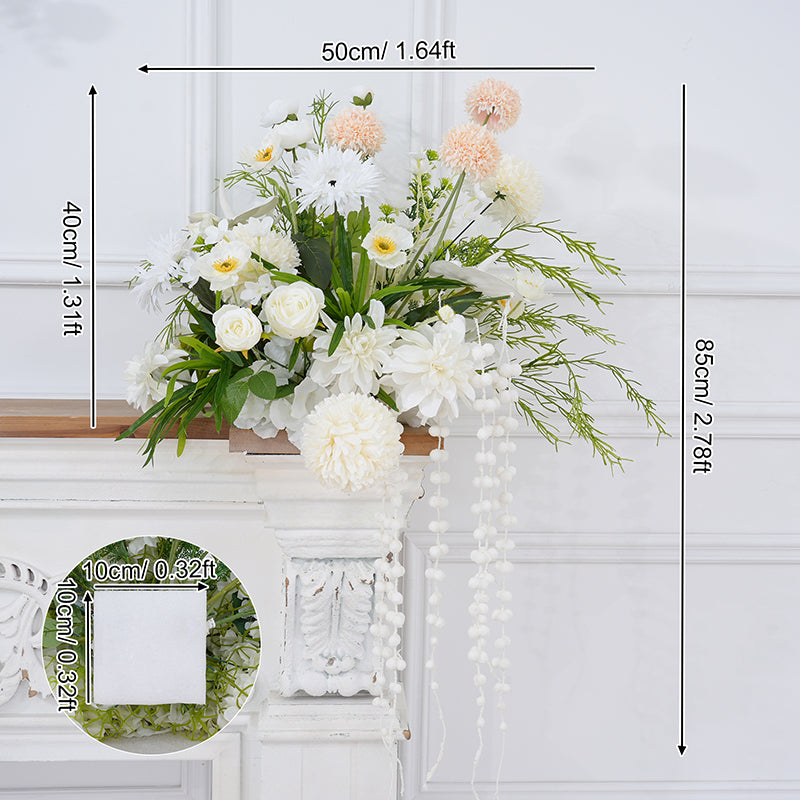 Angela Flower Champagne White Series With Greenery Floral