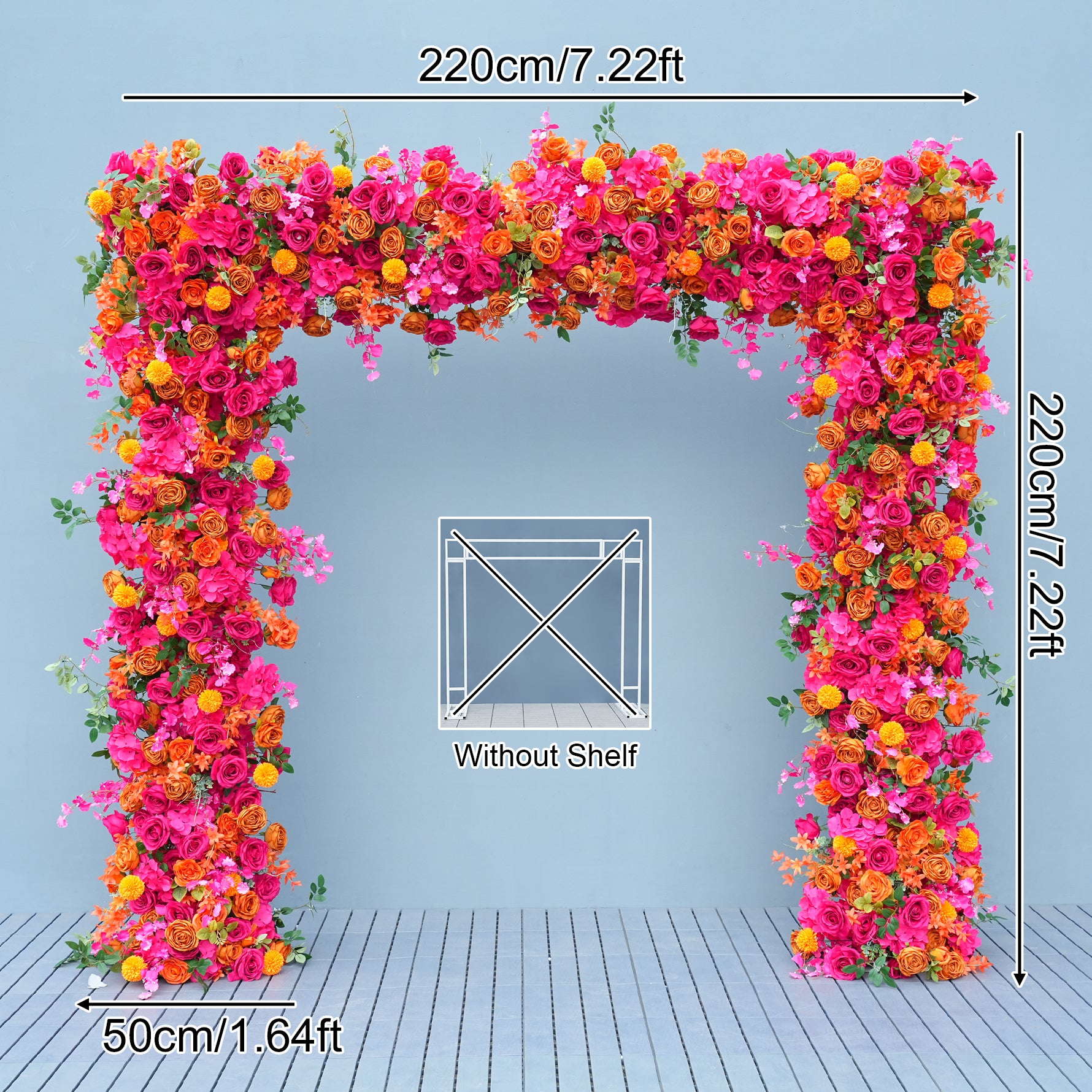 A8807 Hot Pink Orange Rose Flower Row Decor Wedding Backdrop