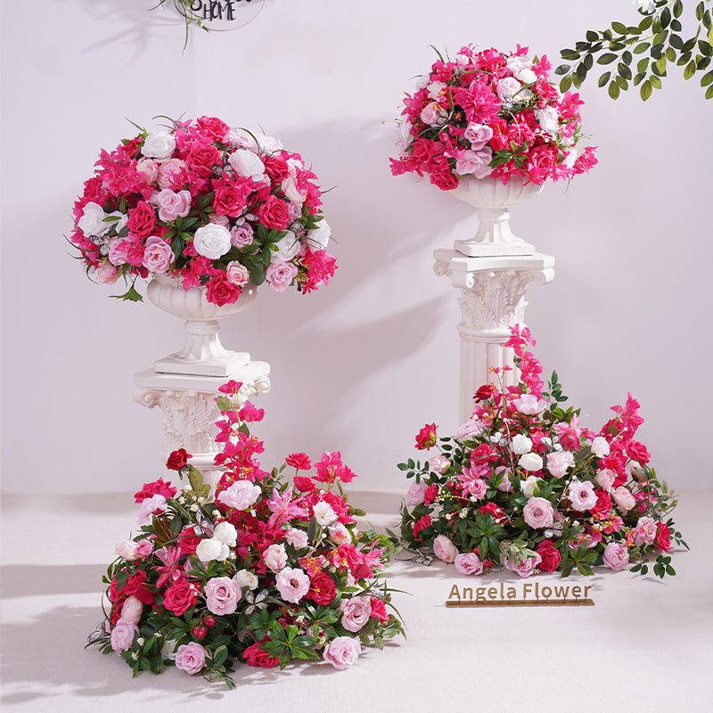 A866316 Hot Pink Series Rose Greenery Floor Flower