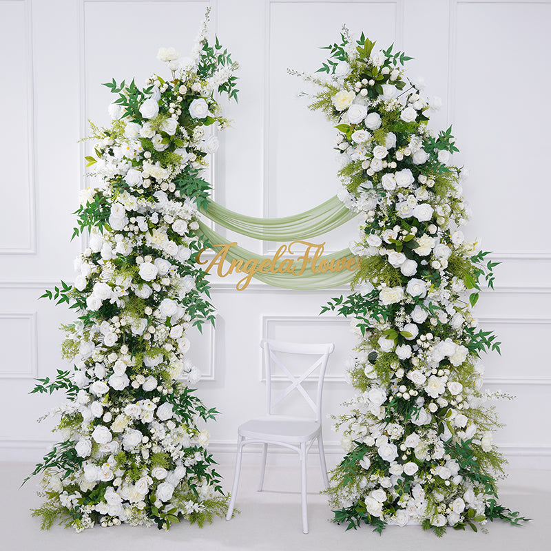 フラワ　11 A8861 Mori White Rose Floral Arrangement Horn Arch Wedding Sign