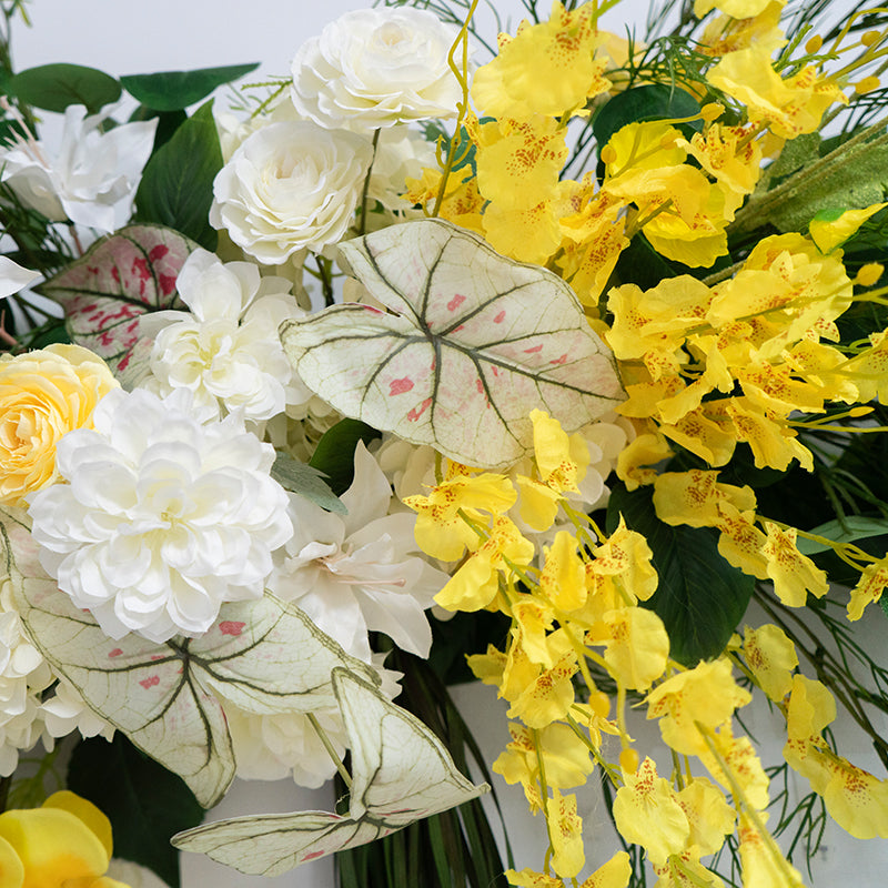 【リュウ 】ENVIORN 3点 Mori Yellow Orchid Greenery Vine Hang Floral Row Floor Flower