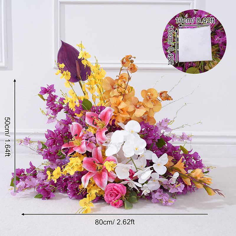 A8831 Purple Yellow Orchid Hang Flower Row Floor Floral Wedding