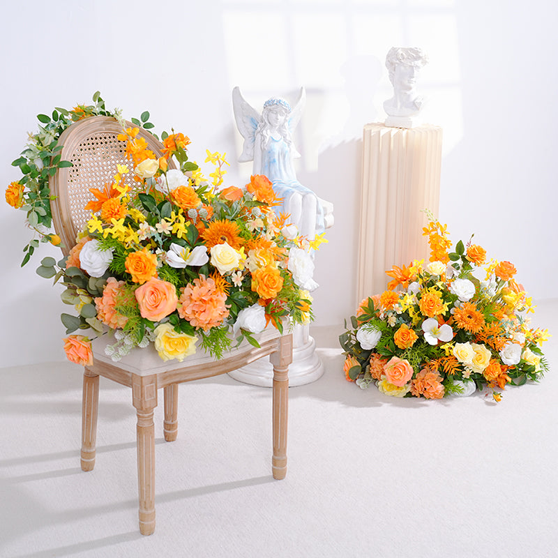 A866516 Orange White Series Floor Flower Row Wedding Event