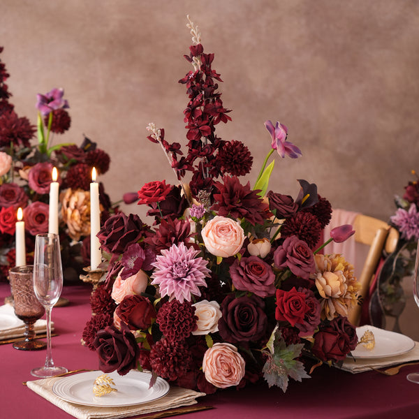 A9058 Burgundy Artificial Delphinium Rose Table Centerpiece Wedding Birthday Party Decor