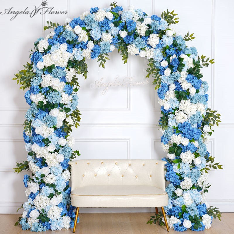 A8794 Blue And White Rose Hydrangea Green Leaf Wedding Background