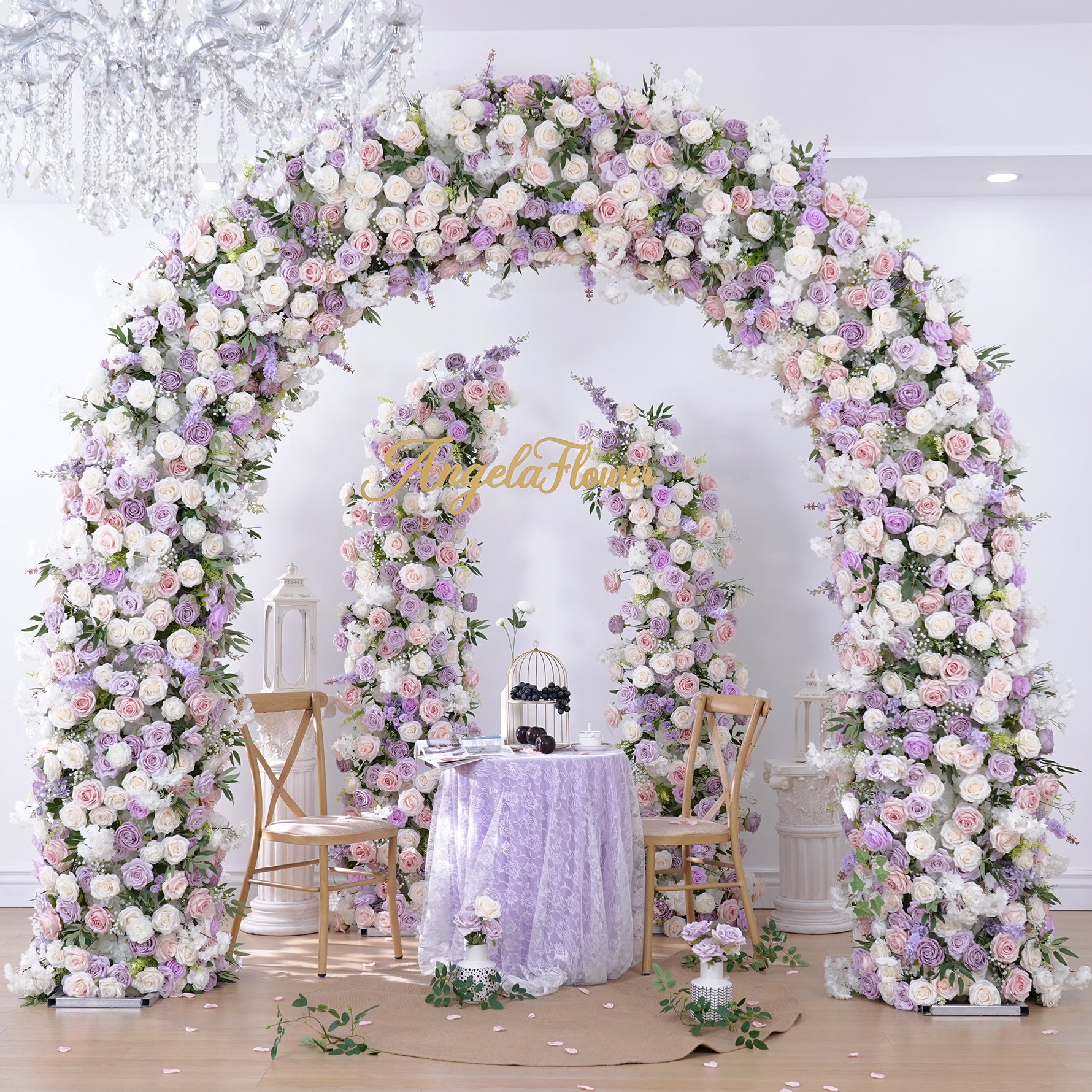 Angela Flower White Pink Rose Hydrangea Floral Arrangement Decor