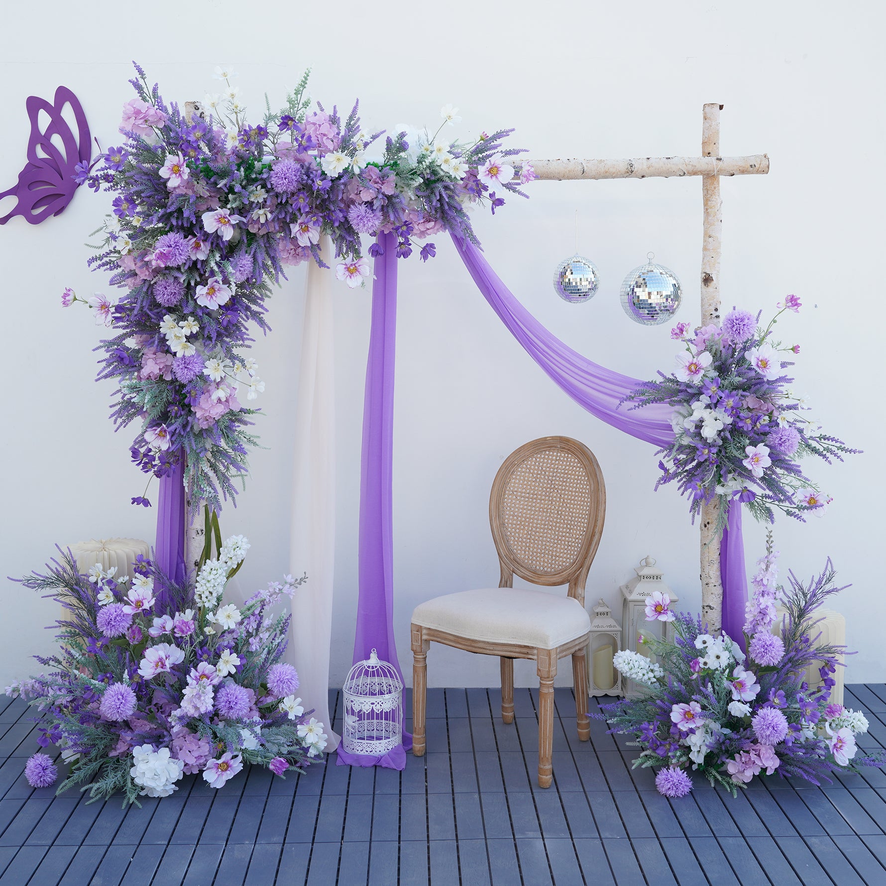 A8838 Purple Lavender Hang Flower Arrangement Floor Row Wedding