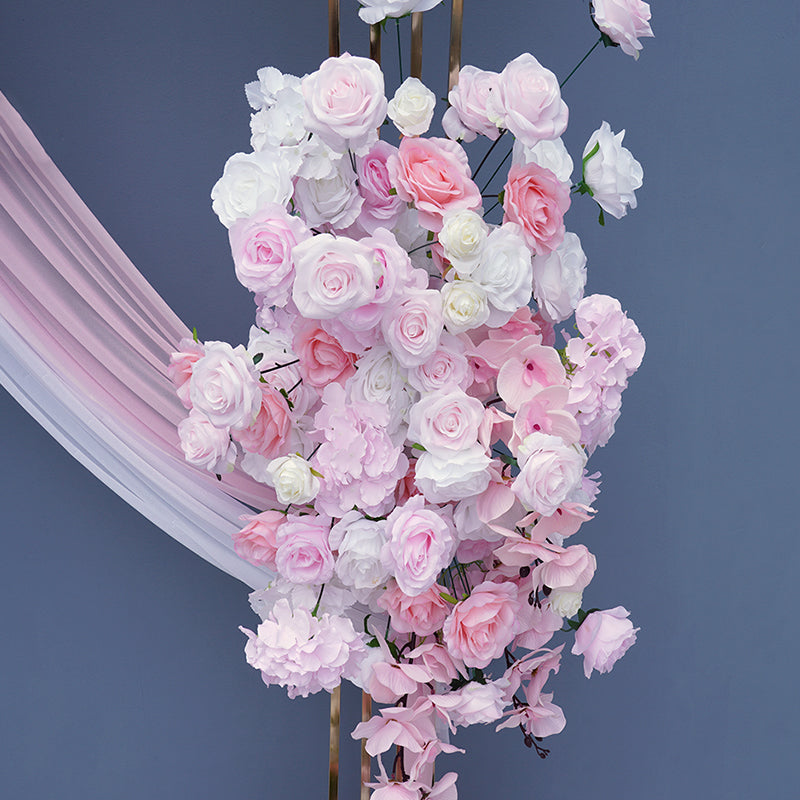 A8722 Pink White Rose Flower Row Decor Wedding Backdrop Table Sofa Run Angela Flower