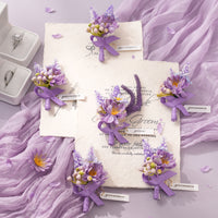 A9002 6pcs/set Lavender Artificial Boutonniere for Men Wedding Party Prom Suit Gifts