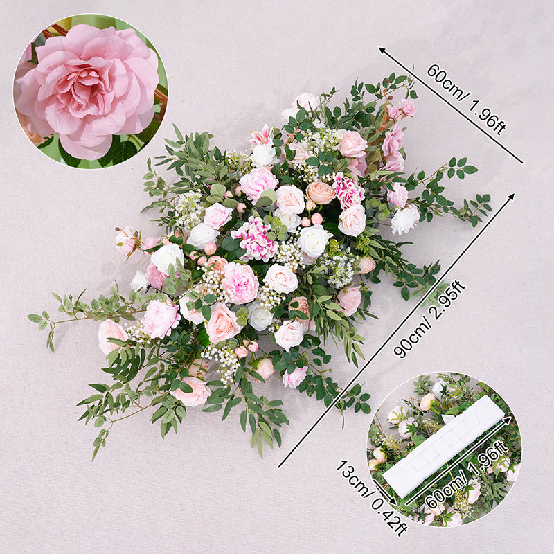 A8871 Pink Rose Peony Greenery Flower Arrangement Decor Wedding