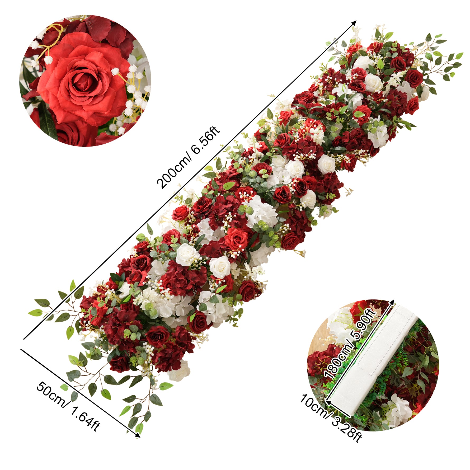 Burgundy Rose White Baby Breath Grass Wedding Arch Red Flower