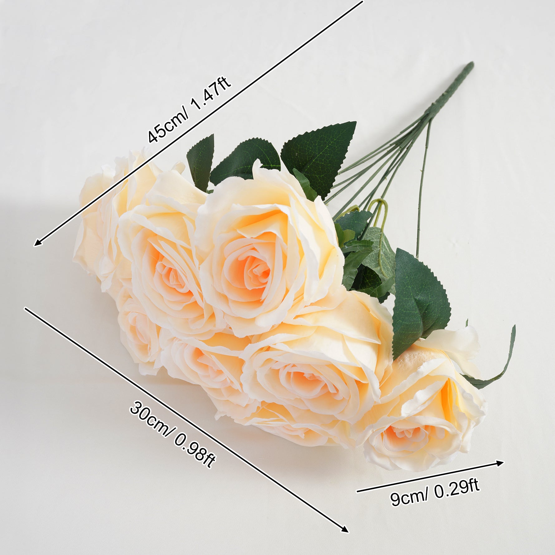 A3168 10pcs 45cm Artificial 9 Heads Rose Flower Bouquet Home Decor
