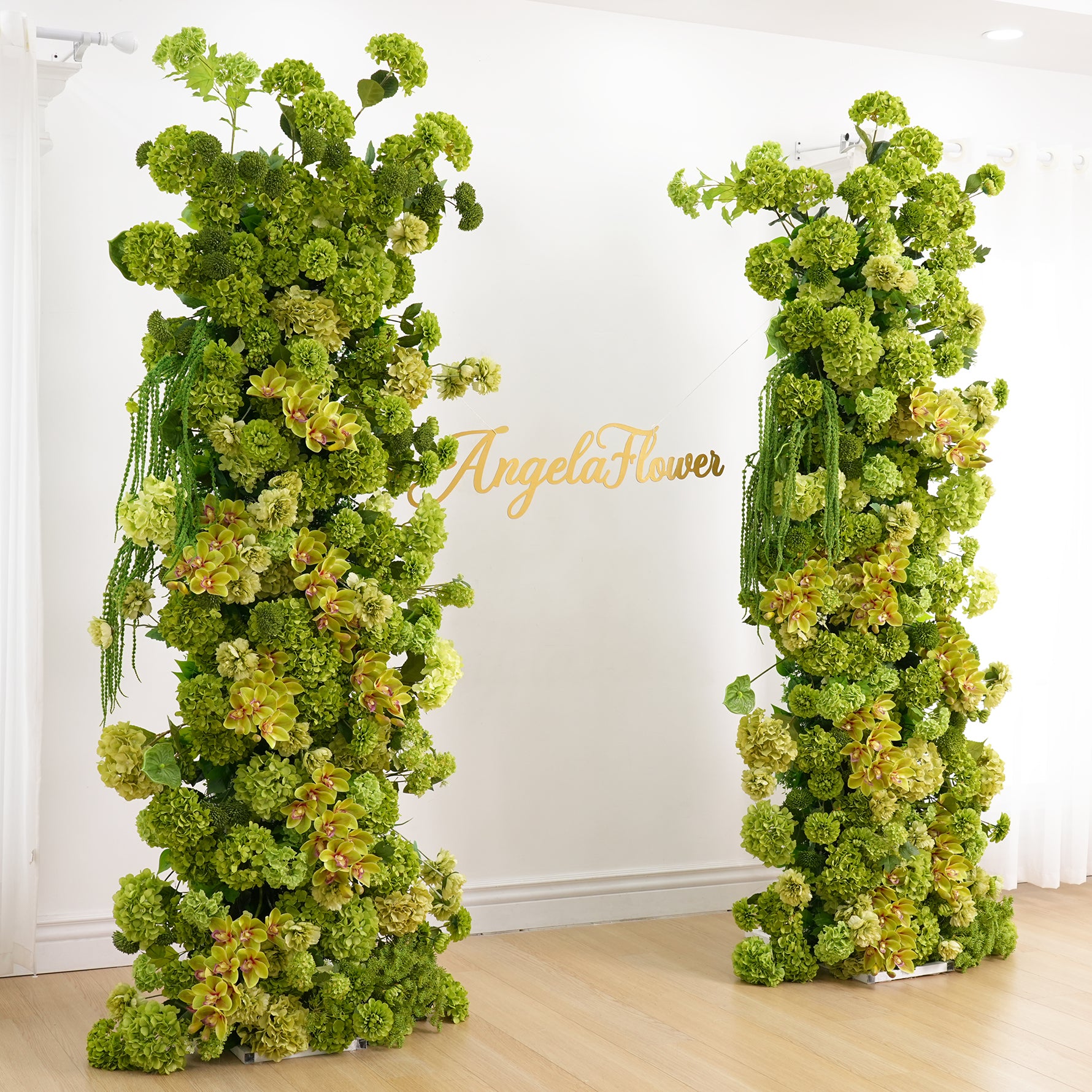 A8879 Green Hydrangea Vine Floral Arrangement KT Board Wedding
